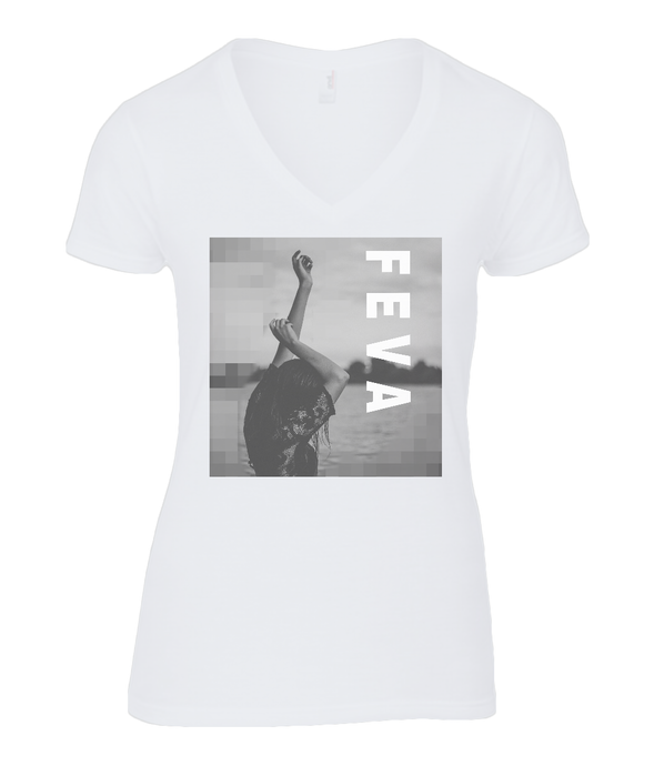Ladies Sheer V Neck T-Shirt: FEVA CHILL