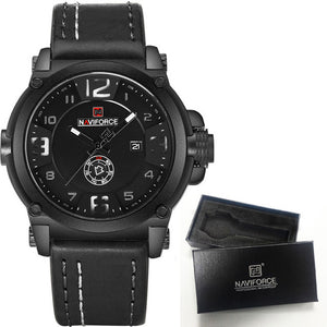 WatchFEVA: Men's luxury sport quartz-watch, leather strap, waterproof.