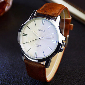 WatchFEVA: Mens luxury blue glass watch. Waterproof leather roman men's watch.