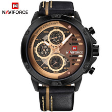WatchFEVA: Mens luxury waterproof 24 hour date quartz watch. Leather sport wrist watch.