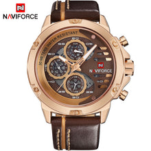 WatchFEVA: Mens luxury waterproof 24 hour date quartz watch. Leather sport wrist watch.