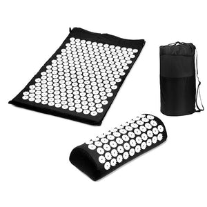 Yoga Mat, Spike Acupressure Mat, Pillow Set, Relieve Stress, Tension, Pain, Acupuncture Cushion Mat w/ Carry Bag