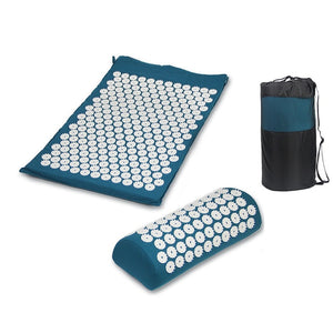 Yoga Mat, Spike Acupressure Mat, Pillow Set, Relieve Stress, Tension, Pain, Acupuncture Cushion Mat w/ Carry Bag